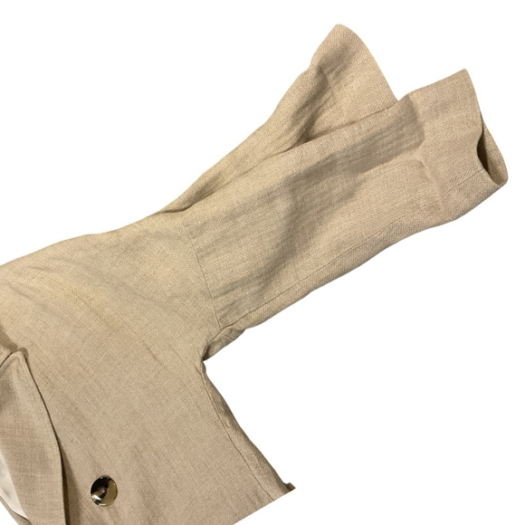 Zara Women's Linen Double Breast slouchy Boyfriend Blazer Natural Tan Size M - Picture 8 of 11